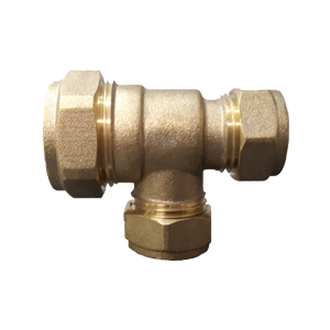 Brass Compression Reducing Tee 28mm x 22mm x 28mm